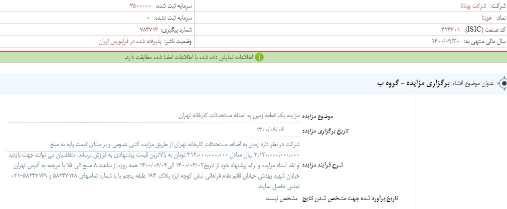 «غویتا» مزایده دارد