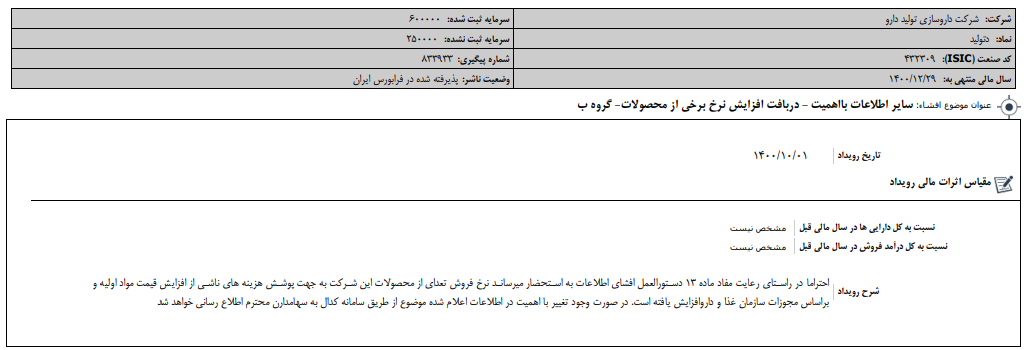 " دتولید " شفاف سازی کرد