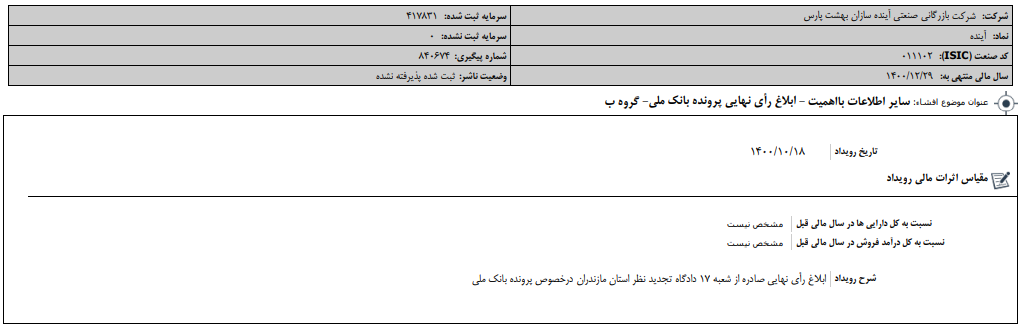 " آینده " شفاف سازی کرد