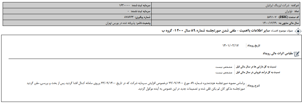 " وایران " شفاف سازی کرد