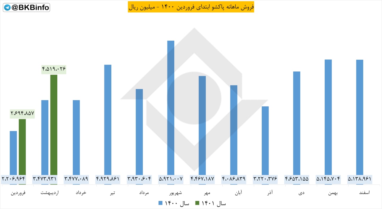 ۶۷.۶۹ درصد افزایش فروش پاکشو در یک ماه