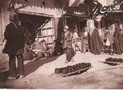 تصویری از مغازه لوستر فروشی در ایران قدیم