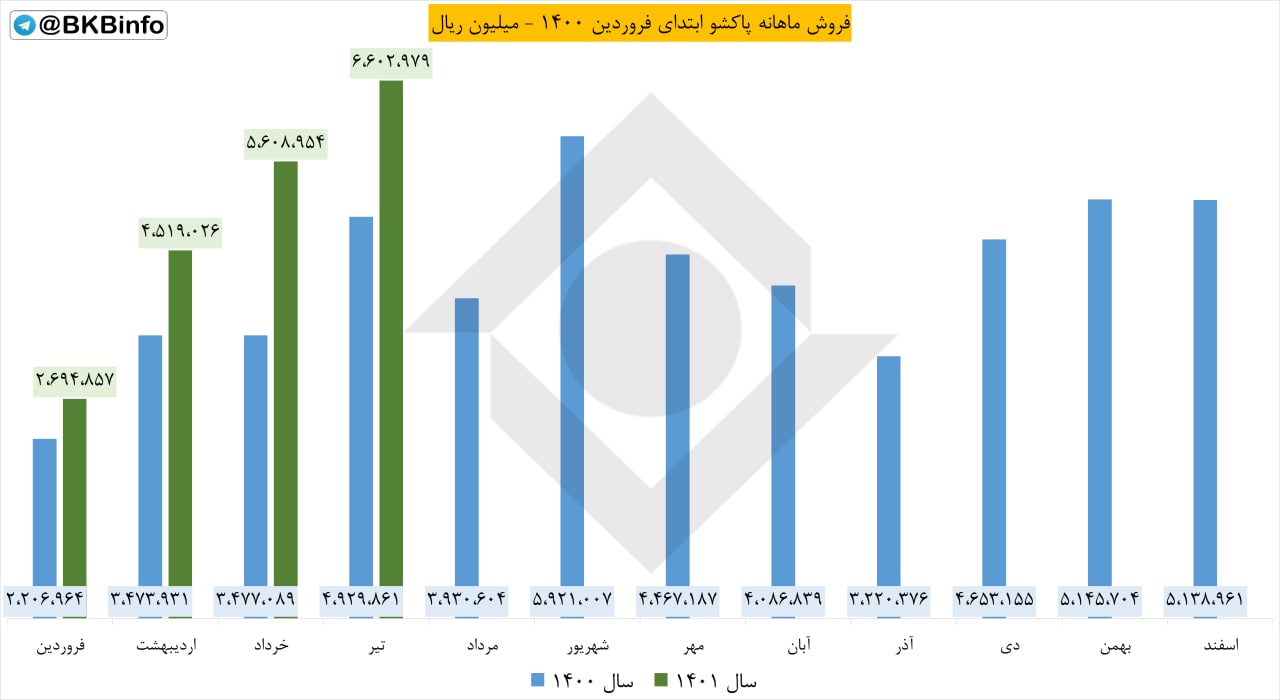 پاکشو در تیرماه چند درصد افزایش فروش ثبت کرد؟