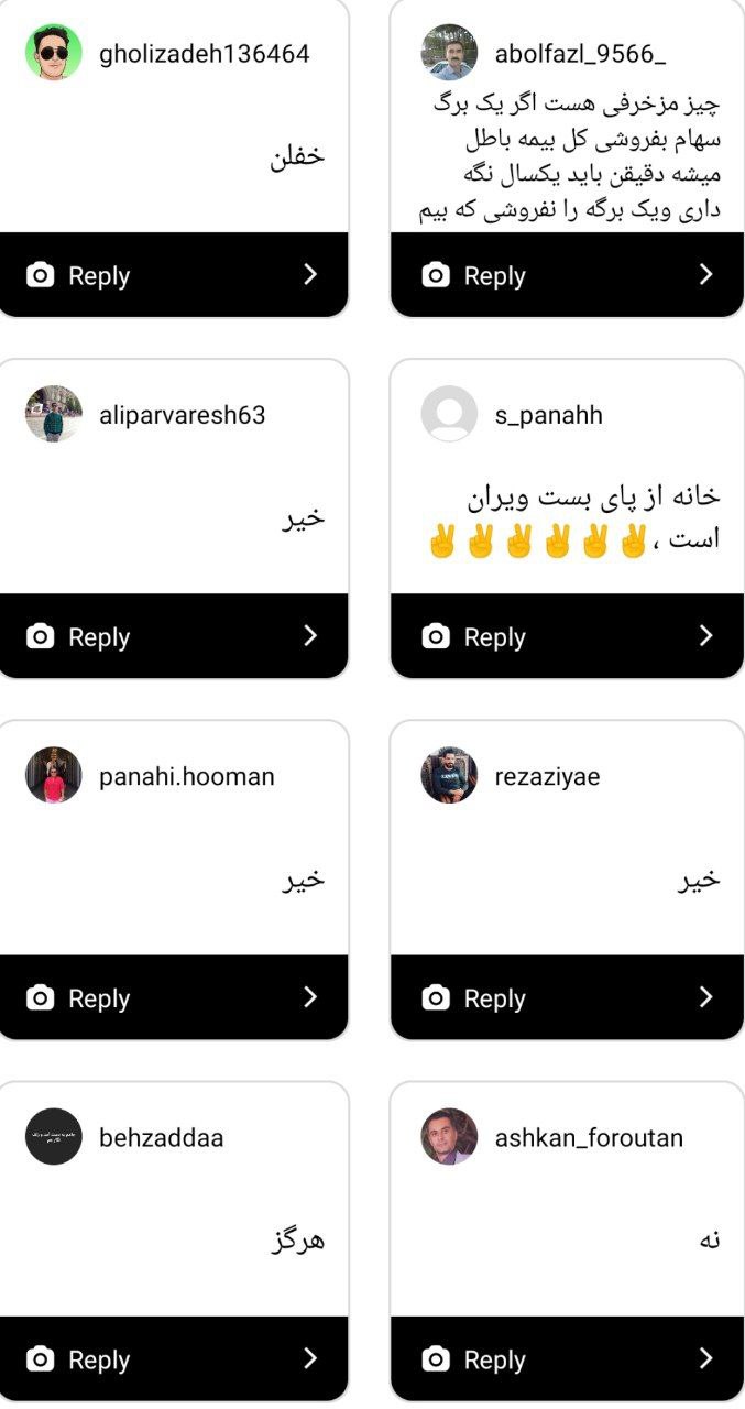 نظر منفی مخاطبان در مورد بیمه کردن سهام