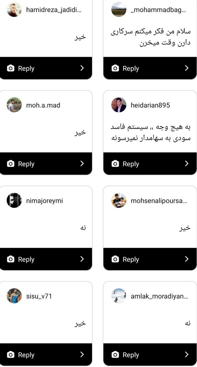 نظر منفی مخاطبان در مورد بیمه کردن سهام