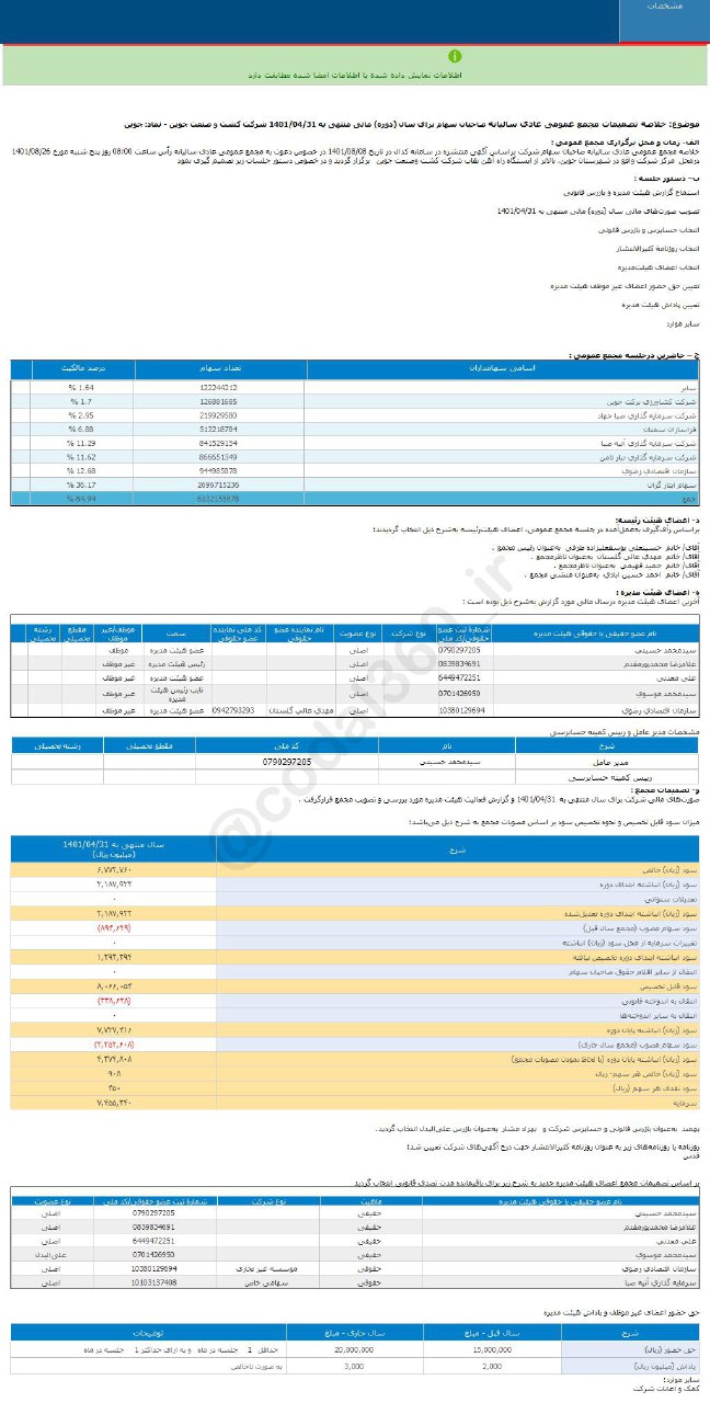 سود نقدی هر سهم جوین چقدر شد؟