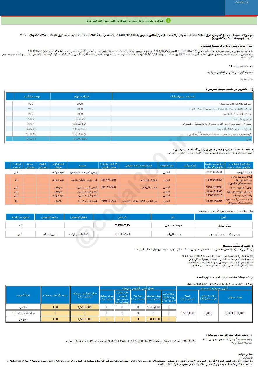 مدیریت افزایش سرمایه را در دستور کار دارد