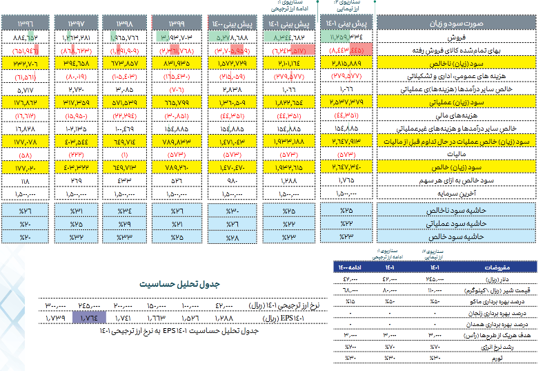پیش بینی عملکرد سود و زیان زفکا