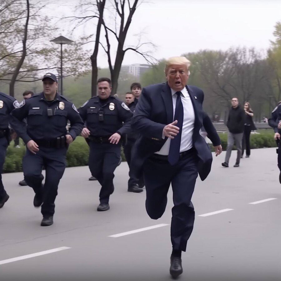 تصاویر فرار و دستگیری دونالد ترامپ از دست پلیس‌ها!