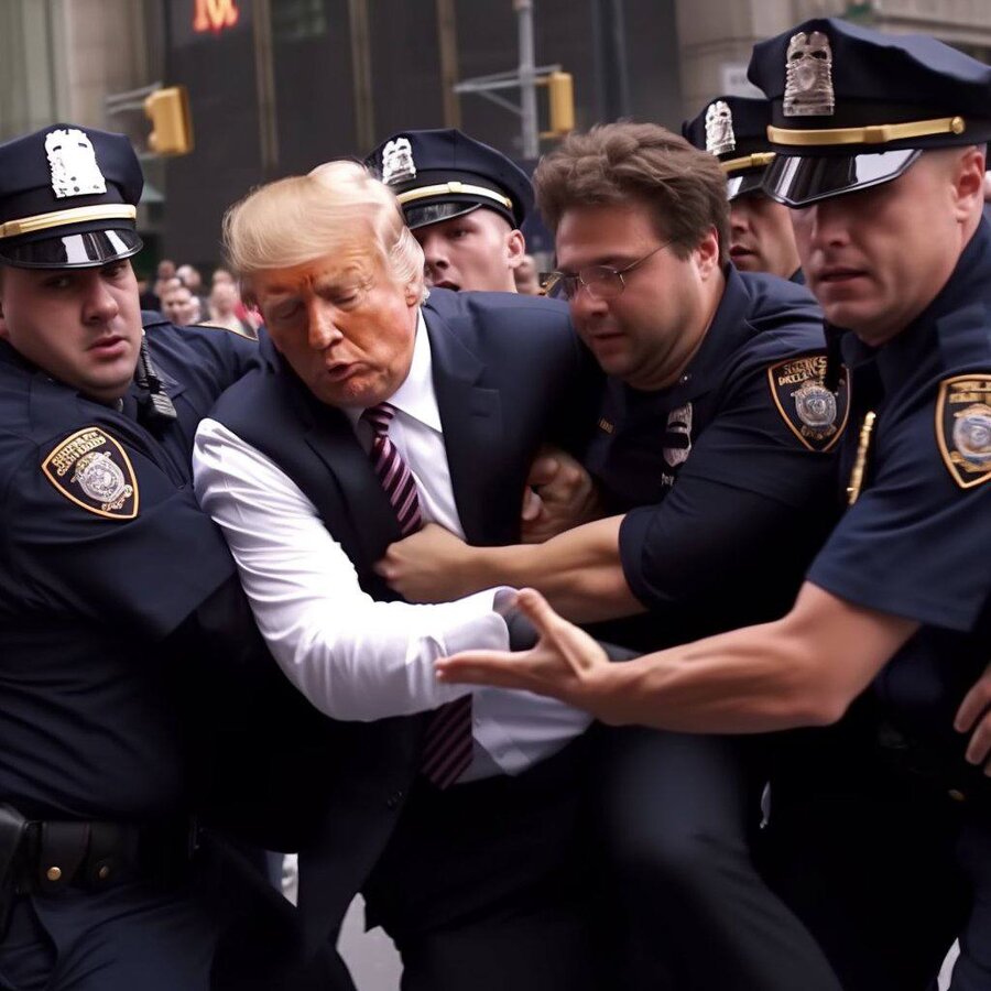 تصاویر فرار و دستگیری دونالد ترامپ از دست پلیس‌ها!