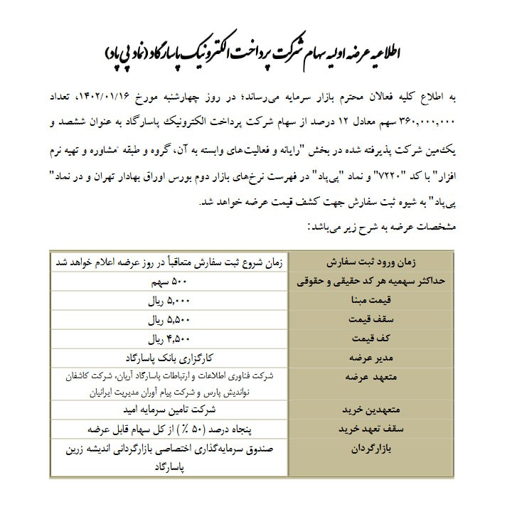 «پیپاد» اولین عرضه اولیه سال ۱۴۰۲