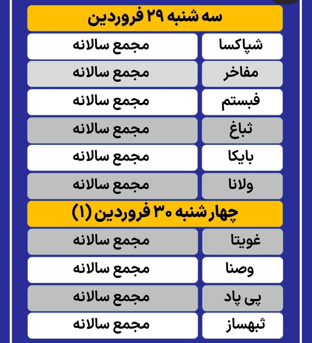 مجامع بورسی در هفته آینده کدامند؟