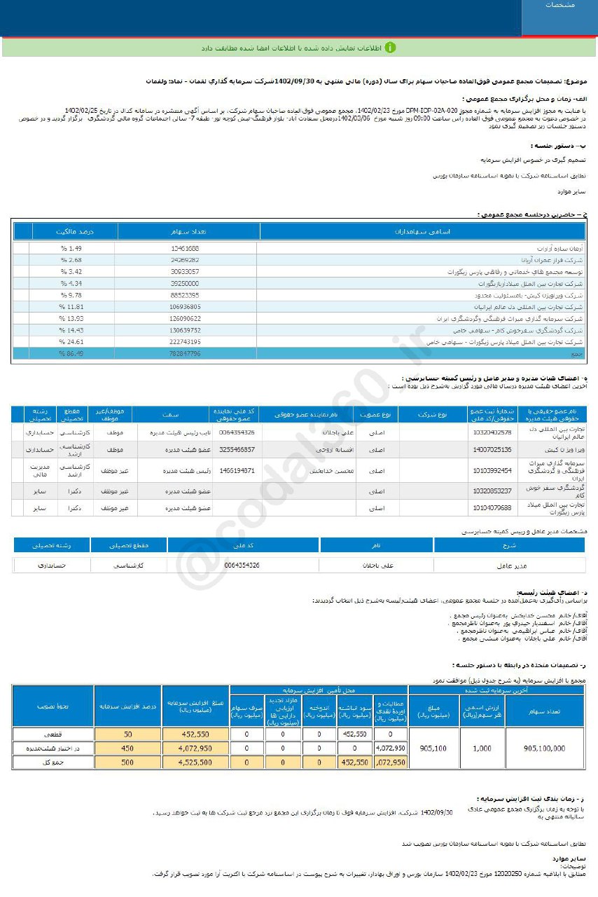 ولقمان افزایش سرمایه می دهد