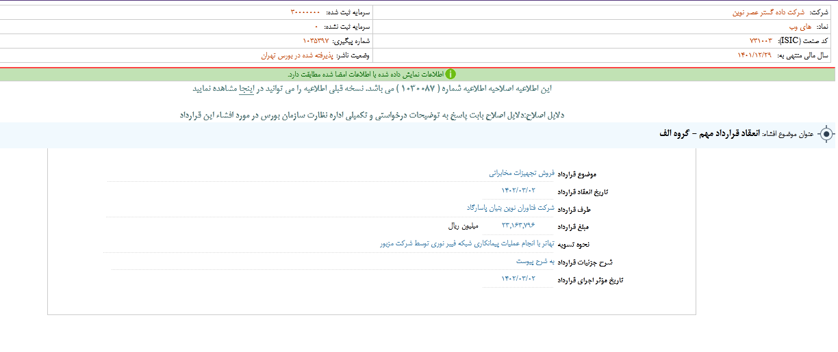 اصلاح در قرارداد های وب شفاف سازی شد