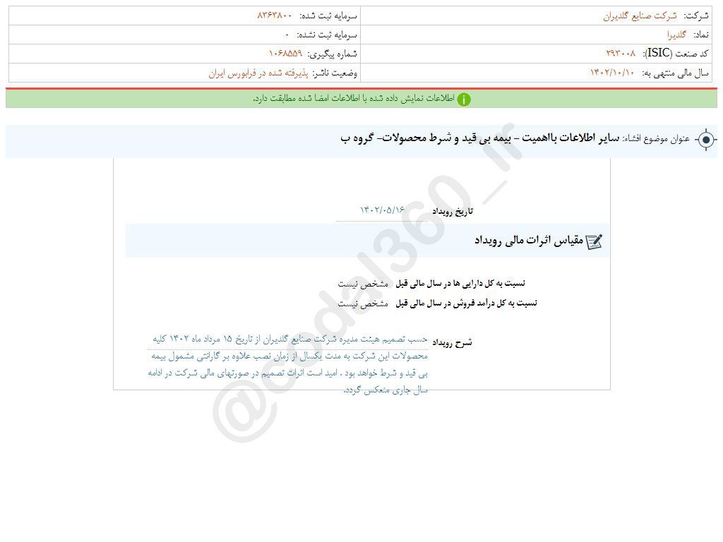 افشای  اطلاعات با اهمیت گلدیرا