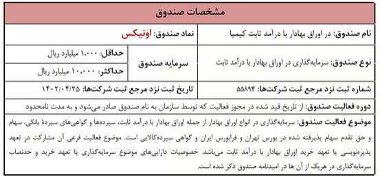 پذیره نویسی اونیکس روز شنبه انجام می شود