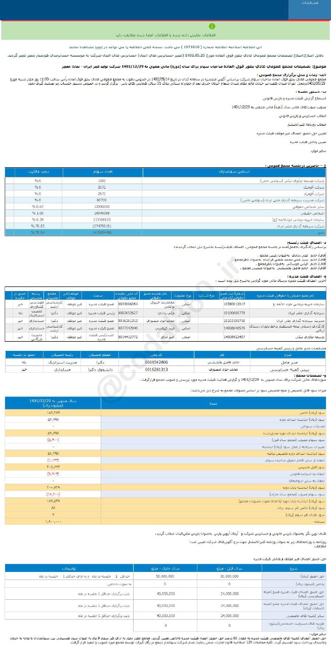 سود نقدی هر سهم چفیبر چقدر است؟