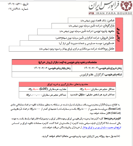 پذیره‌نویسی اوراق مرابحه کوشش از روزشنبه