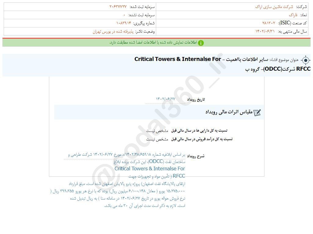 فاراک برنده ابلاغیه شد