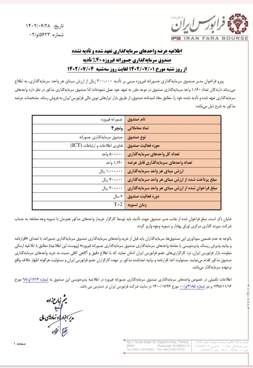 عرضه واحدهای سرمایه‌گذاری ونچر۴ از شنبه