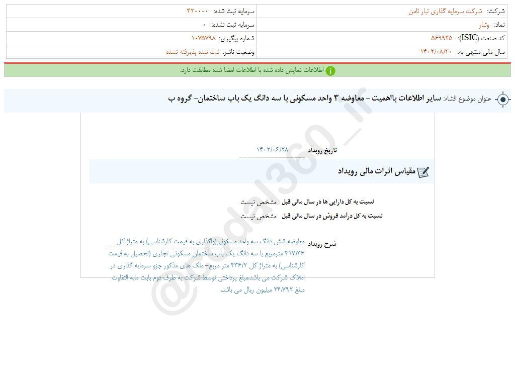 وتبار درباره واحد های مسکونی شفاف سازی کرد