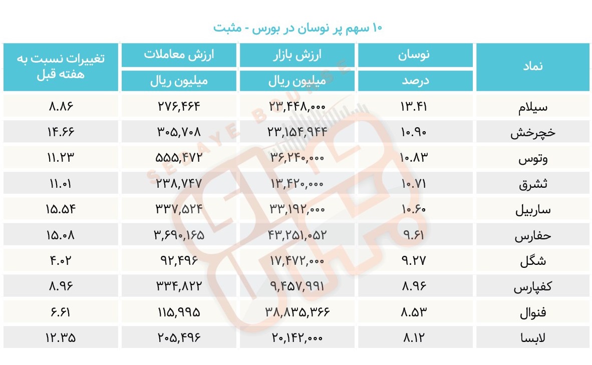 سبقت گرفتگان هفته در رالی بورس