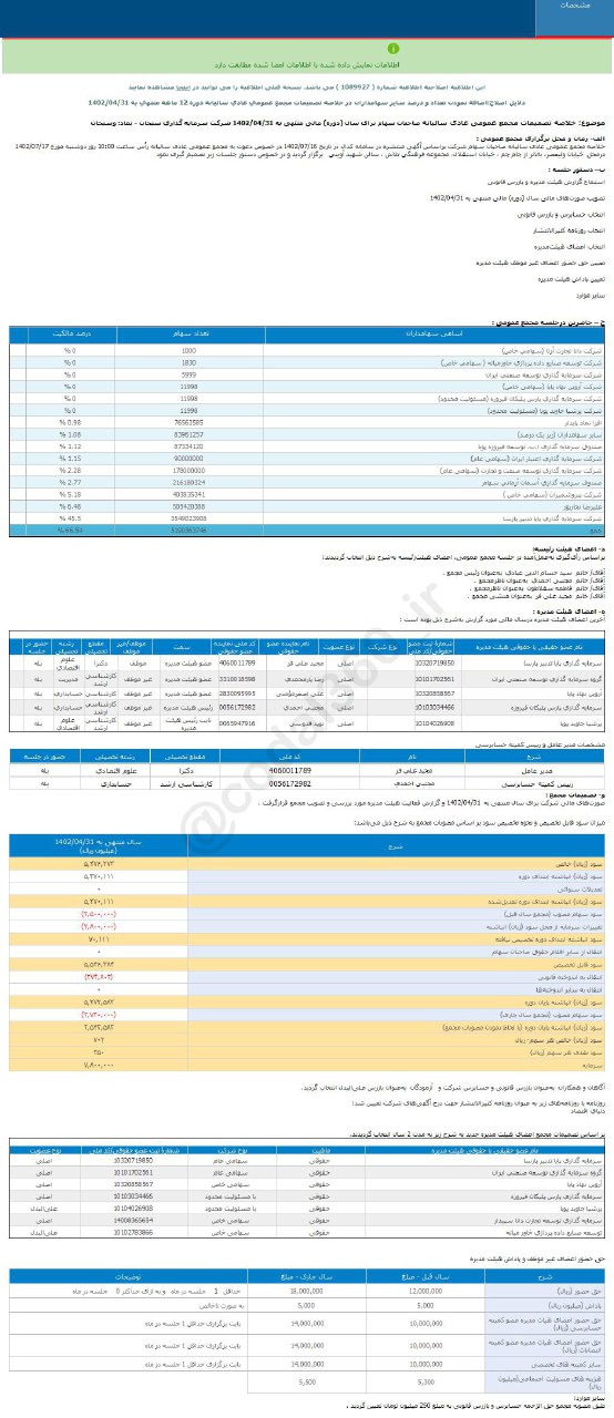 سود هر سهم وسبحان چقدر شد؟