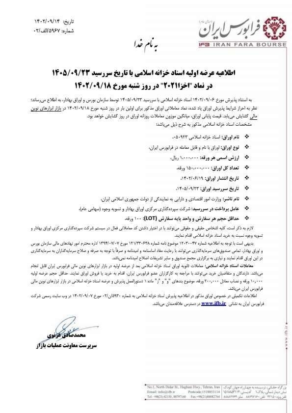  اخزا۲۰۲ شنبه عرضه اولیه می شود