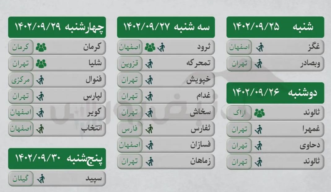 هفته آینده به کدام مجامع برویم؟