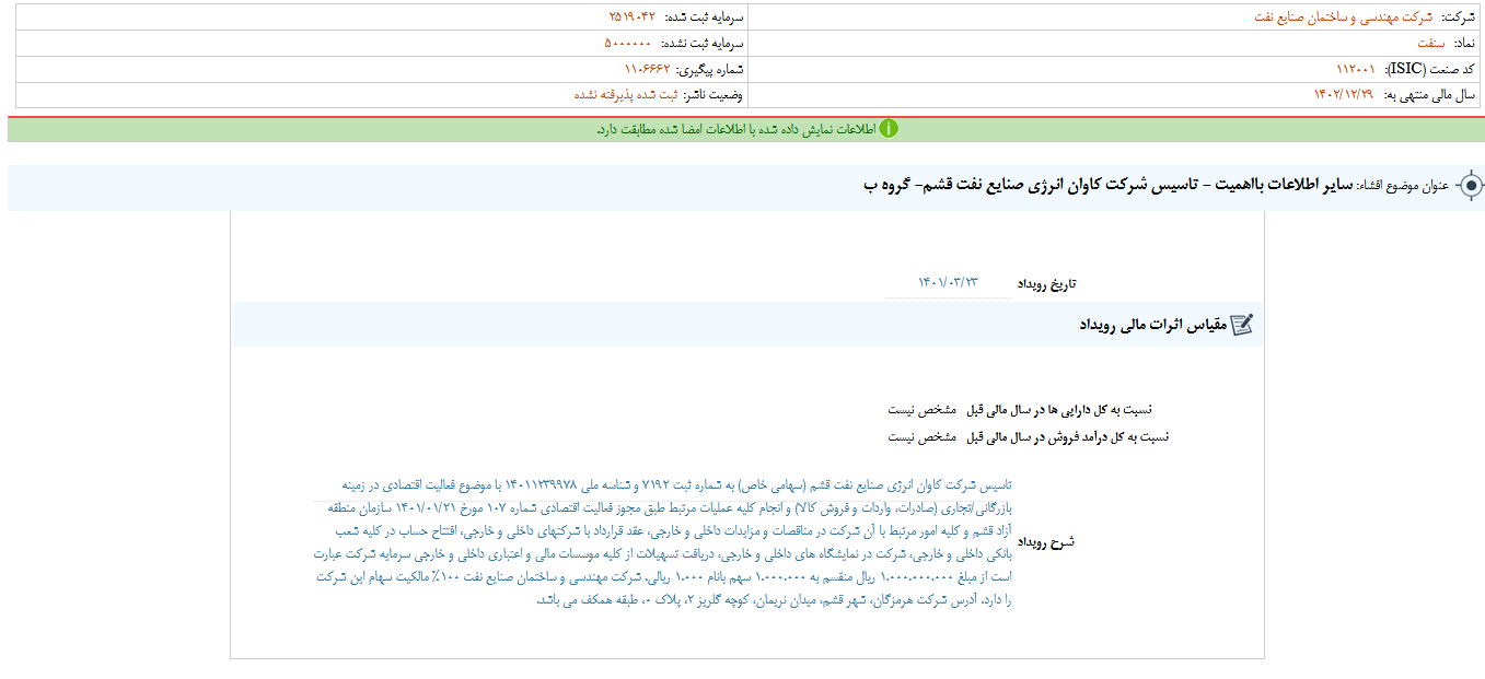 شساخت از تاسیس شرکت جدید خبر داد