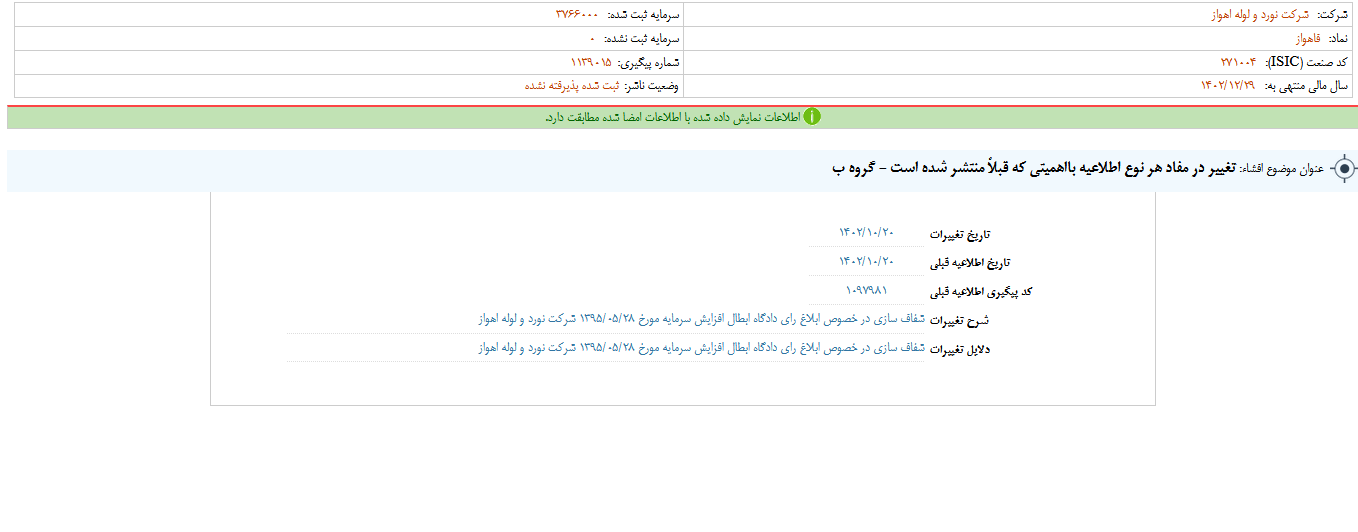 تغییر در مفاد اطلاعیه فاهواز