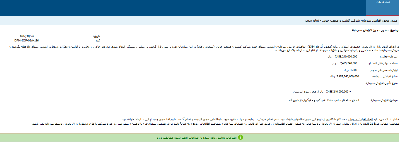 جوین مجوز افزایش سرمایه گرفت