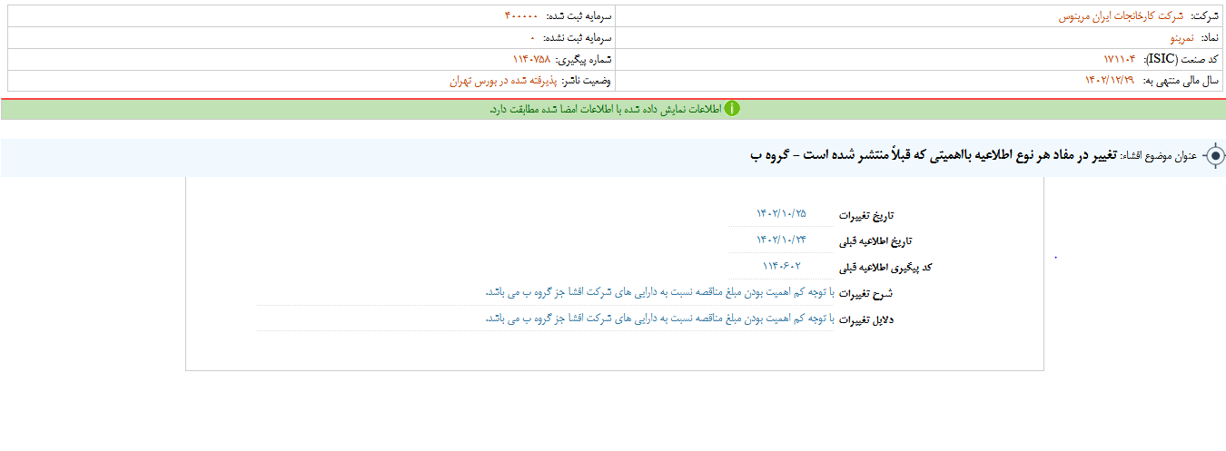 نمرینو از نتایج مناقصه خبر داد