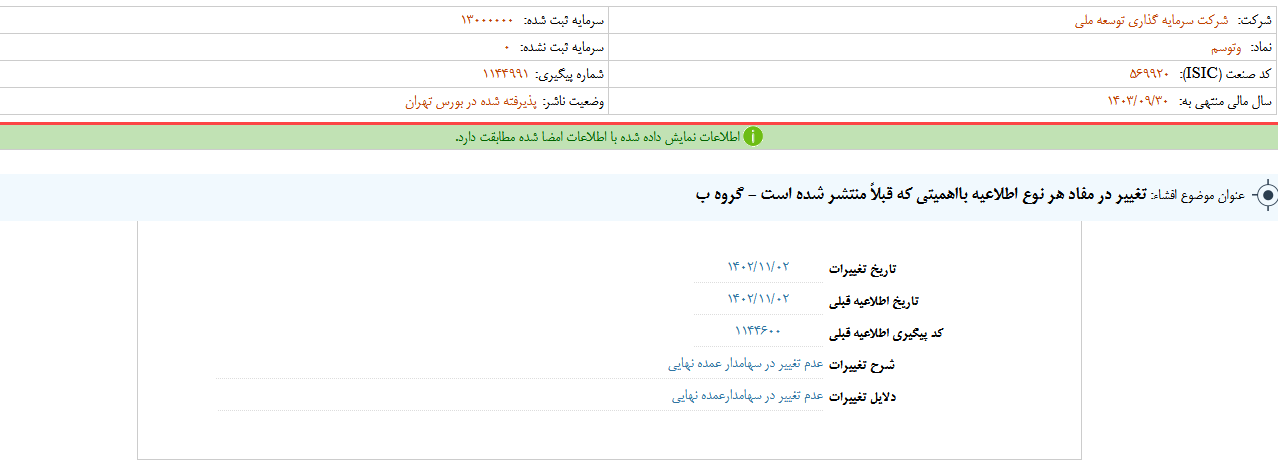 وتوسم علت تغییر در مفاد اطلاعیه را توضیح داد