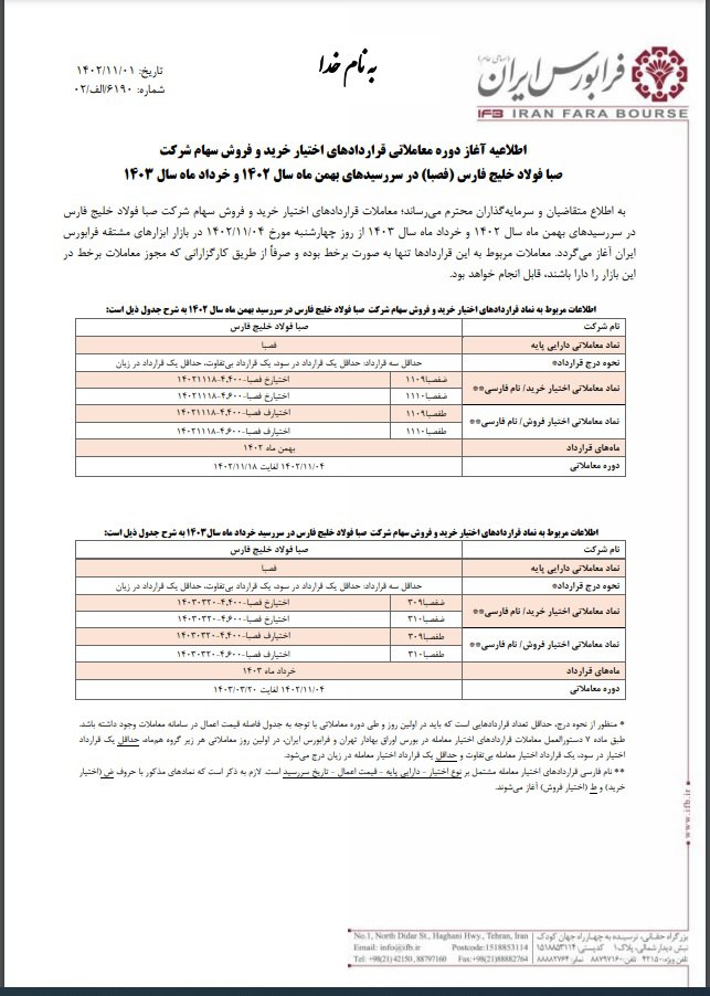 آغاز اختیار معامله فصبا از فردا