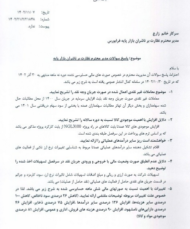 شساخت دلایل افزایش موجودی را بیان کرد