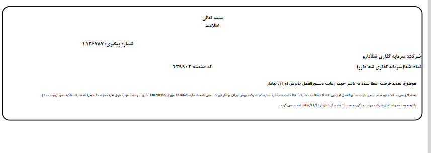 تعلیق ورقه بهادار شفا