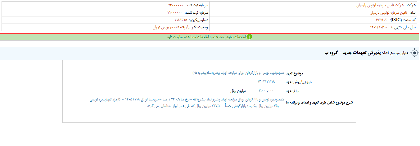 لوتوس تعهدات جدید را پذیرفت