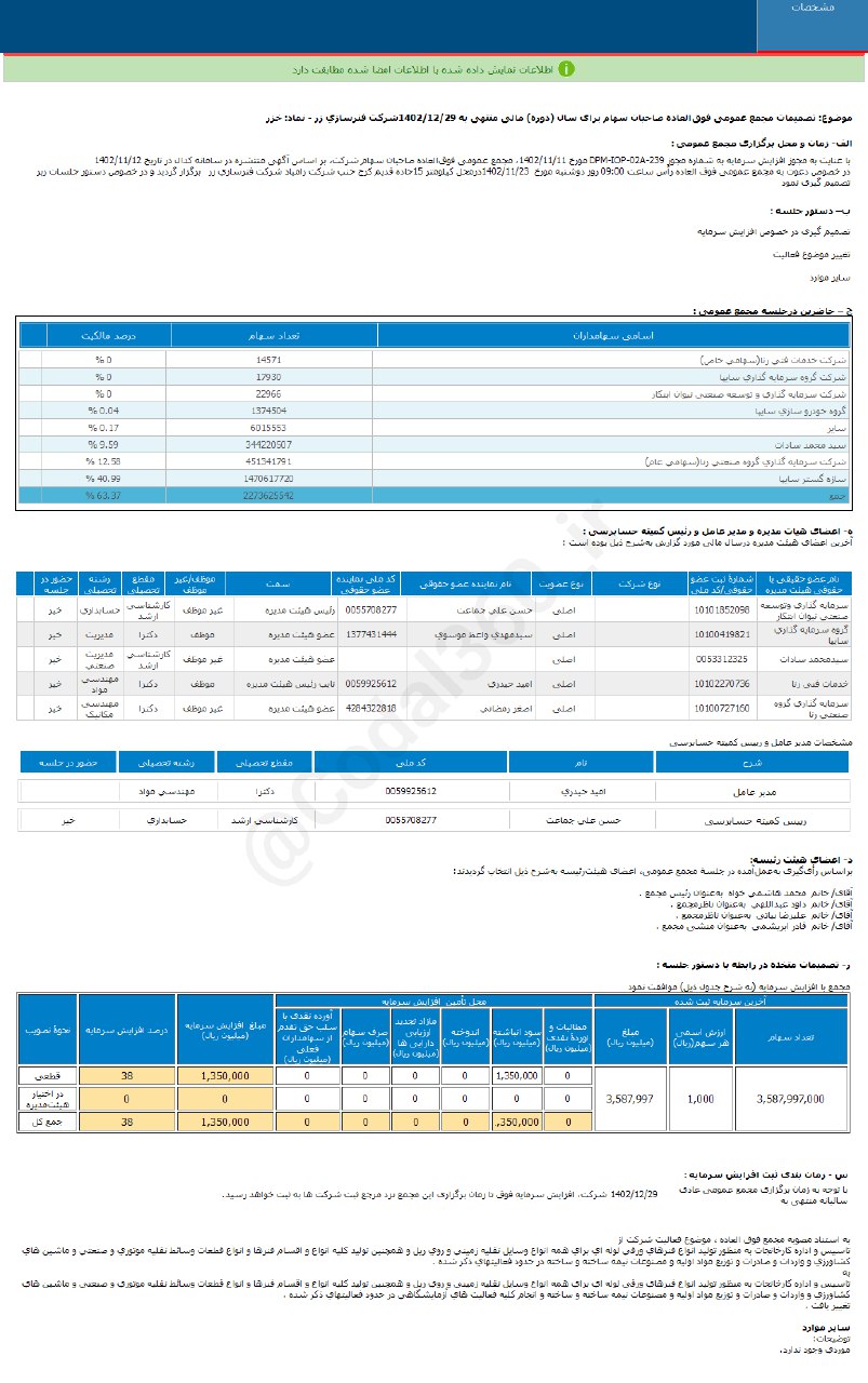 خزر افزایش سرمایه را در دستور کار دارد