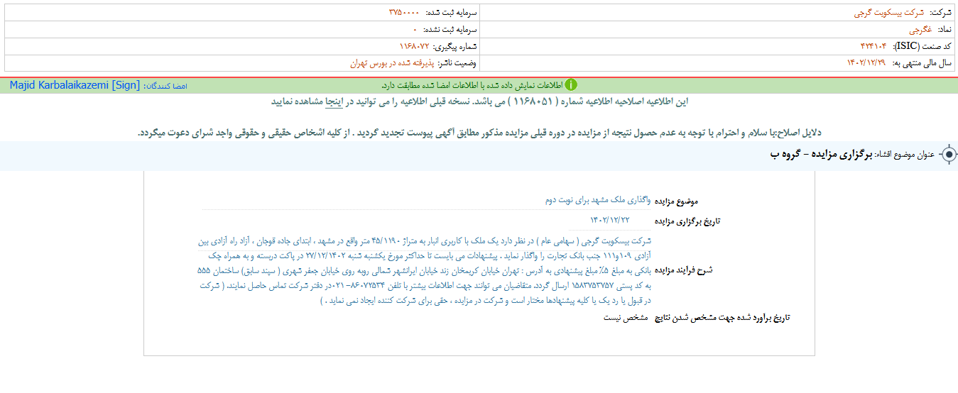 برگزاری مزایده غگرجی 