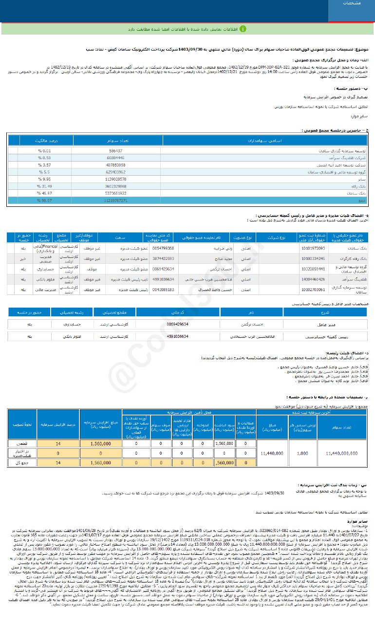 سپ افزایش سرمایه را تصویب کرد