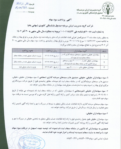 ومدیر زمان پرداخت سود را اعلام کرد