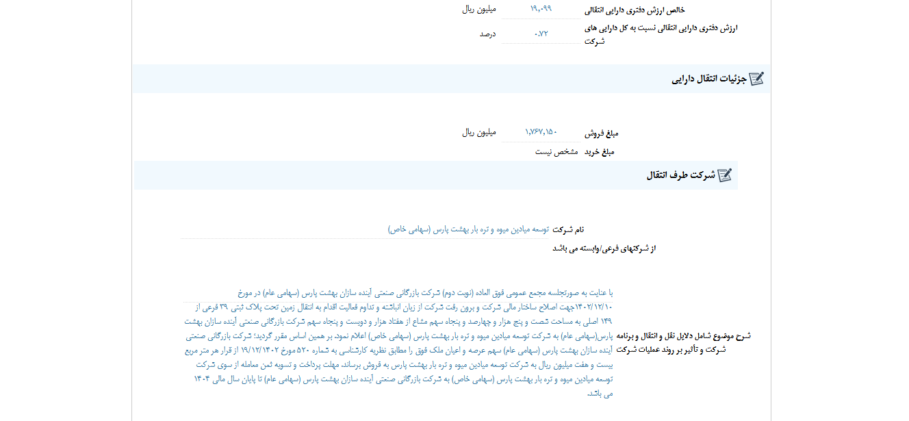 شفاف سازی نقل و انتقال دارایی های آینده