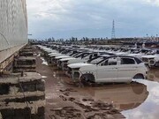 آبگرفتگی پارکینگ شرکت خودروسازی مدیران خودرو در پی سیل کرمان 