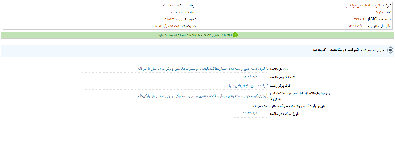 خفولا در مناقصه شرکت می کند