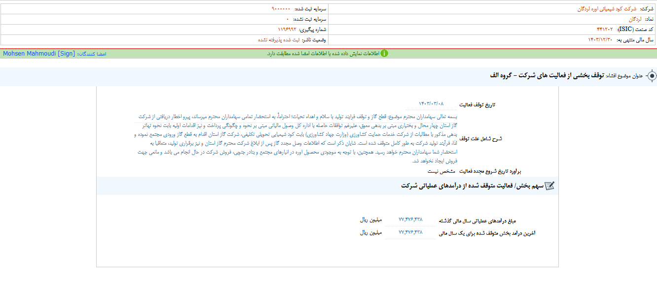 شلرد از توقف بخشی از فعالیت ها خبر داد