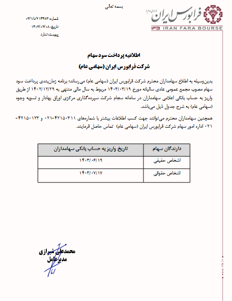 فرابورس زمان پرداخت سود را مشخص کرد