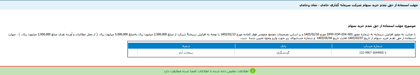 وجامی زمان استفاده از حق تقدم را مشخص کرد