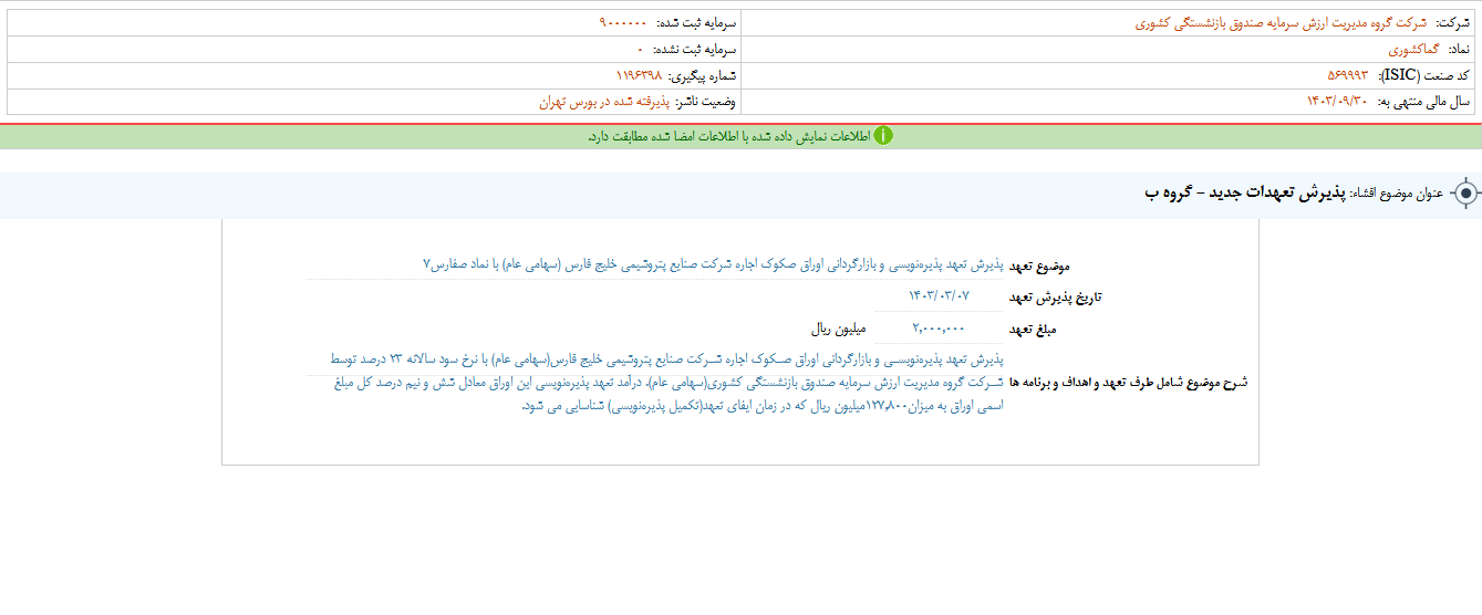 ومدیر از پذیرش تعهدات جدید خبر داد