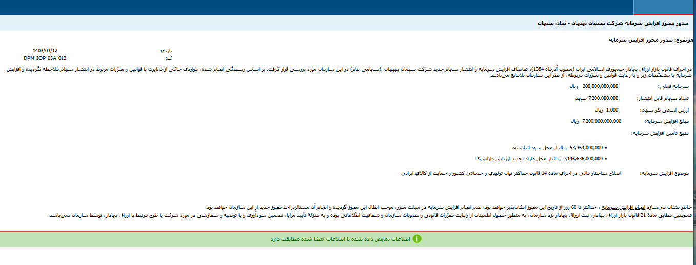 این سهم سیمانی افزایش سرمایه می دهد